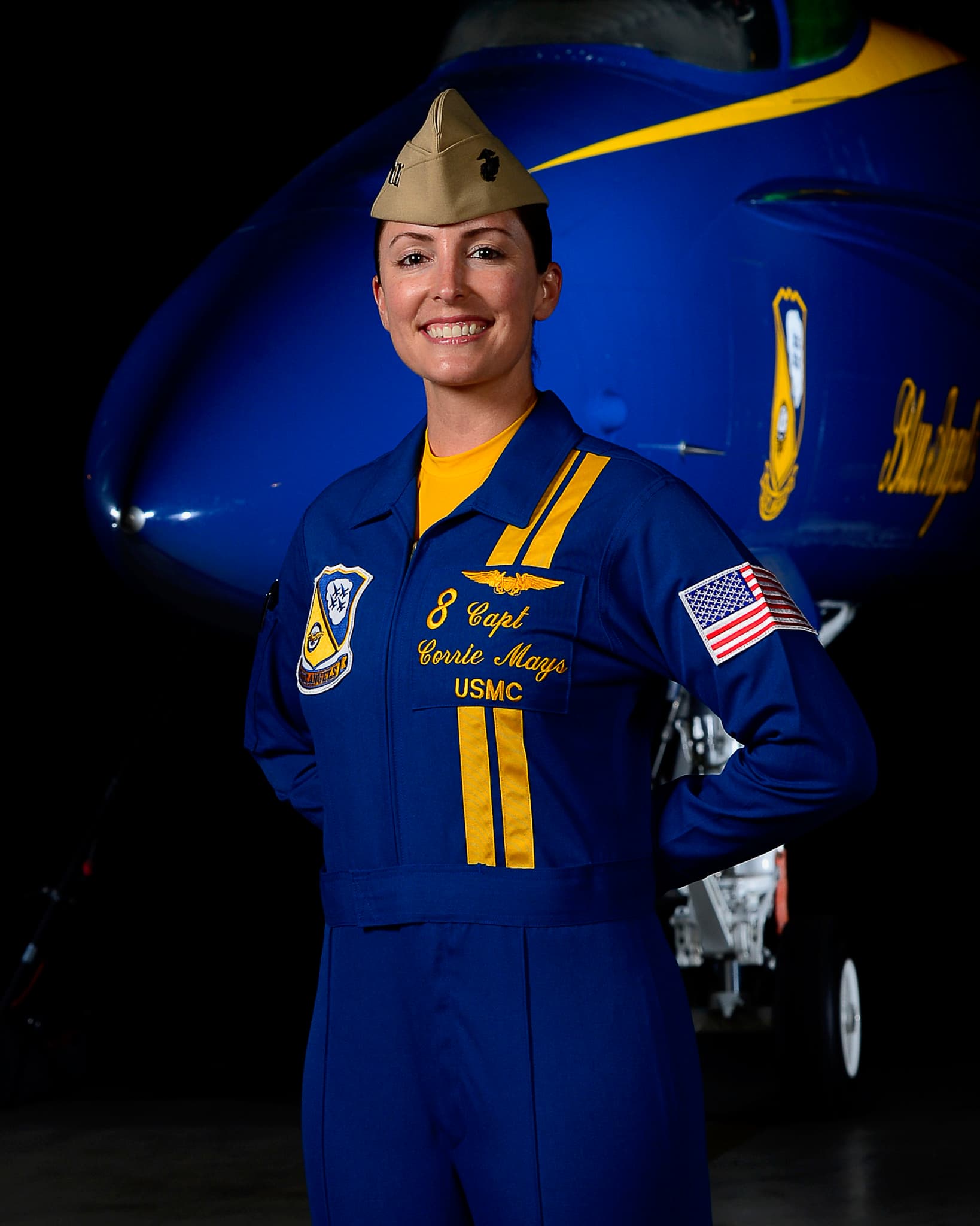 Corrie Mays in Blue Angels uniform